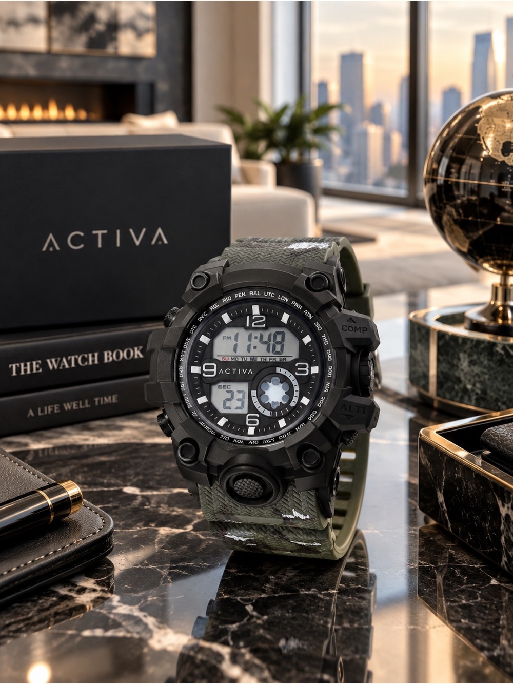 Activa x Invicta Endurance Men’s Digital Watch 54.5mm Green Camo ACW435-004 NWT